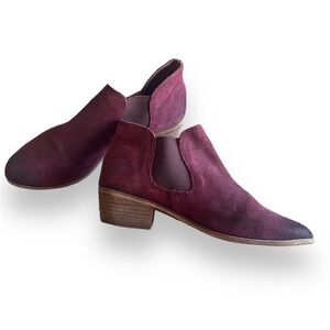 Nordstrom BP burgundy suede leather ankle booties pull on boots western s 6